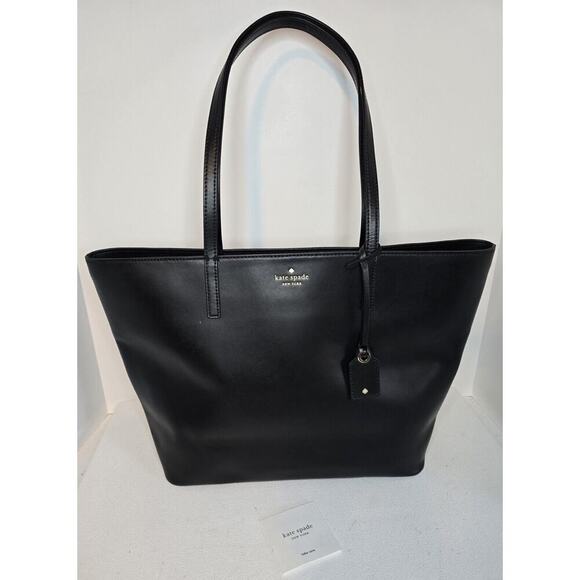 KATE SPADE Janie Tote Shopper Bag Women's Classic Logo Large Black Leather - Picture 1 of 14